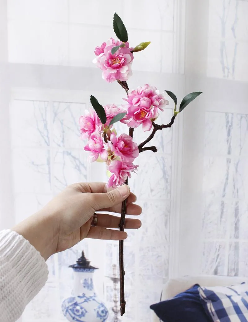 Artificial Silk Sakura Flower Cherry Blossoms Branch For Spring Home Wedding Party Decor Fake Flowers Flores Artificiais Decorativ2831