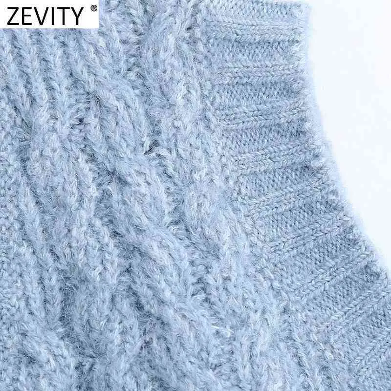 Kvinnor Fashion V Neck Solid Crochet Twist Knitting Sweater Kvinna Ärmlös Casual Slim Vest Chic Pullovers Tops S606 210420