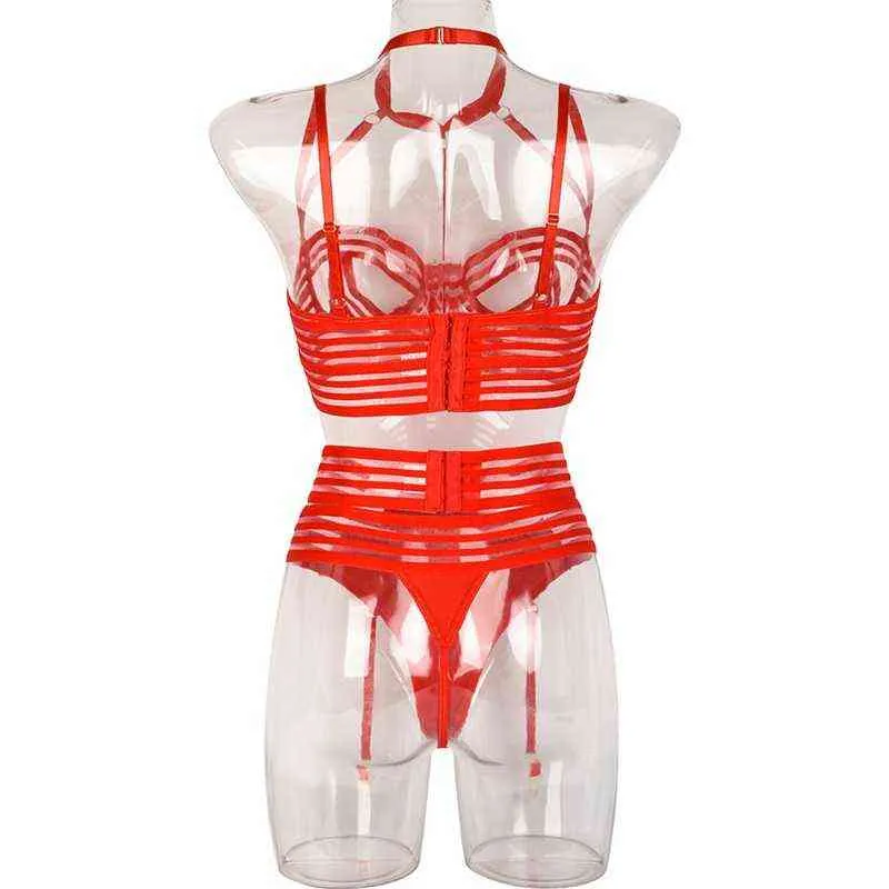 NXY Sexy Zestaw A Aduloty Styl Webbing Szycie Wiszące Neck Sexy Bielizna Cienka Przeglądanie Damskie Pas Podwiązki Erotyczne Bielizna Bra Set 1128