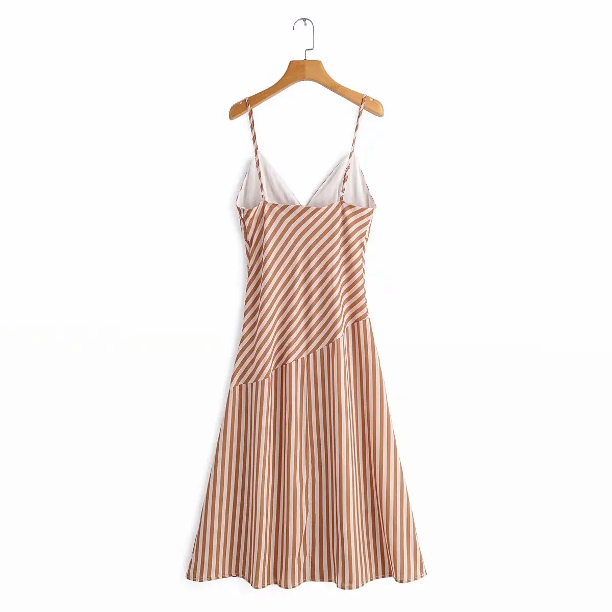 Listrado Casual Midi Dress Verão Mulheres Split Dress Holiday Boho Beach Dress Vestidos Sundress 210415