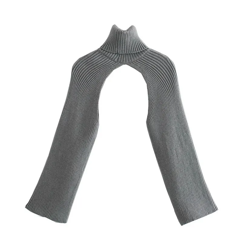 Fashion Arm Warmers Turtleneck Knitted Women Sweater Wide Long Sleeve Rib Knit Top Female Warm Tunic Chic Pullovers 210519