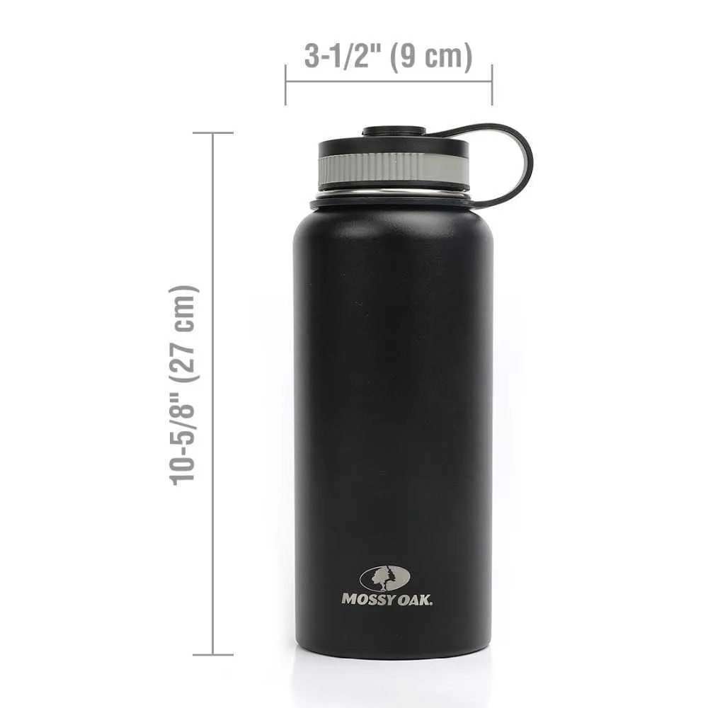 MOSSY OAK 900ml Stainless Steel Vacuum Insulated Sports Water Bottle - Wide Mouth Leak-Proof Double Wall Bottle with 3 Lids 210923