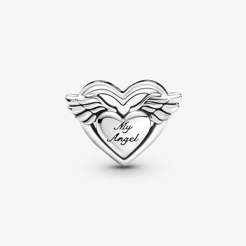 100% 925 Sterling Zilveren Engelenvleugels Mom Charm Fit Originele Europese Charms Armband Mode-sieraden Accessories279i