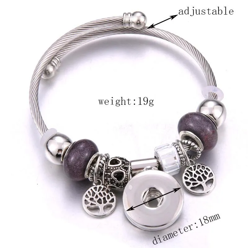 Charme pulseiras elasticidade snap botão pulseira coração cristal pulseiras contas jóias fazendo ajuste 18mm botões280d