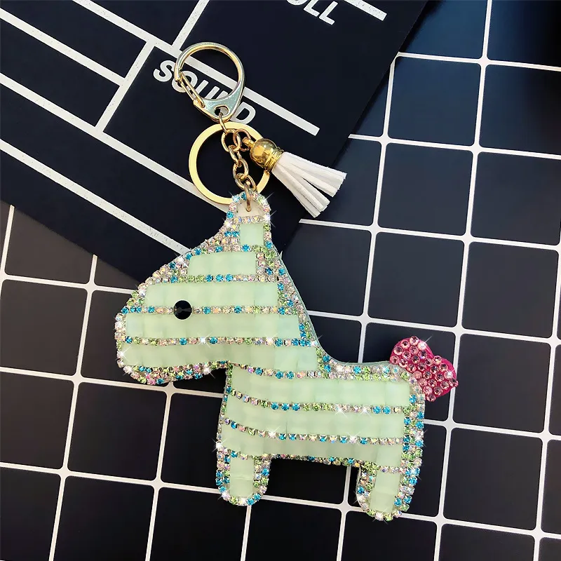 Leuke Diamant Pony Sleutelhanger Vrouwelijke Creatieve Autosleutelhanger Creatieve Mode Tas Hanger Gift Retail Hele Y05209b