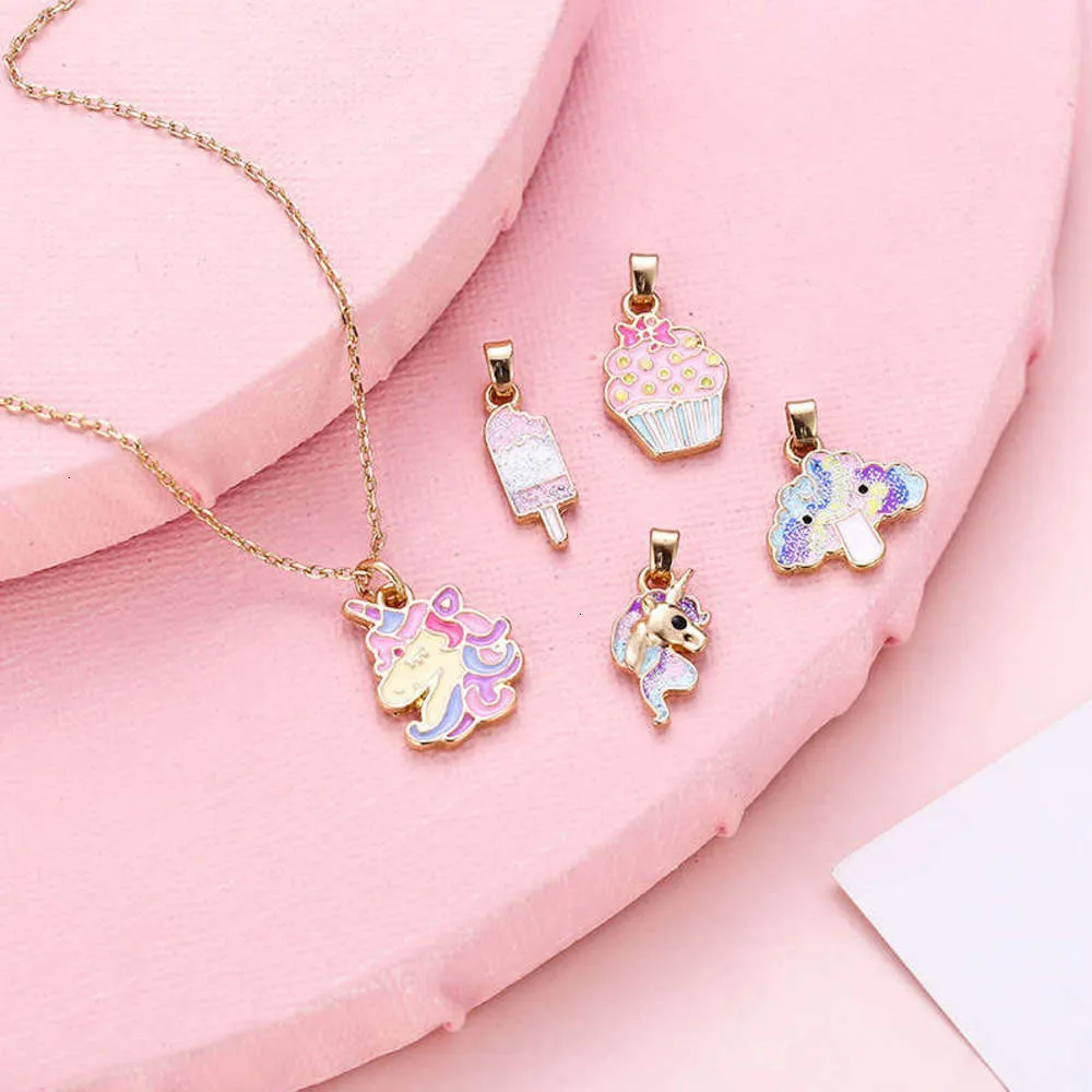 Bekijk Fysieke shootingfashion cartoon kinderen Eenhoorn wijzerplaat riem quartz Ketting optionele combinatie set289F