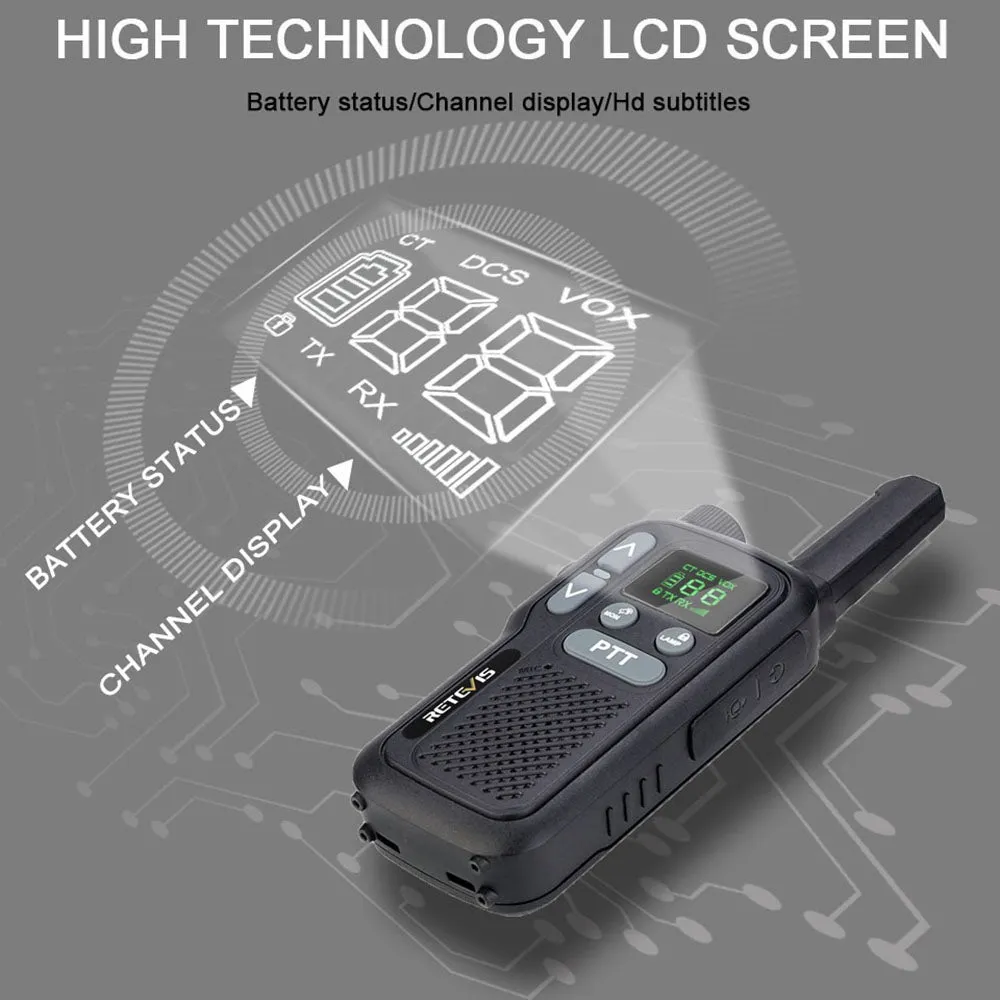 Reevis RB618 Mini Walkie Talkie Talkie Rechargeable Walkie-Talkies PTT Long Gamme Portable Radio à double sens pour la chasse