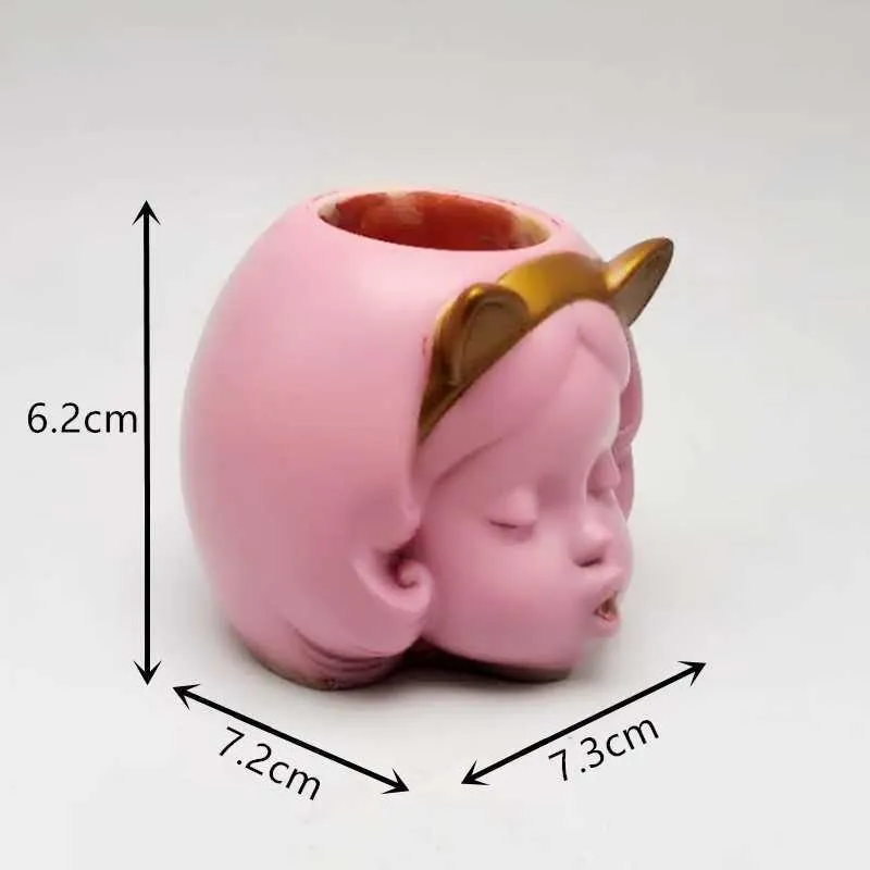 3d schattig meisje vaas siliconen mal diy concrete pleister plant kleine bloem pot schimmel interieur decoratie tool 210721