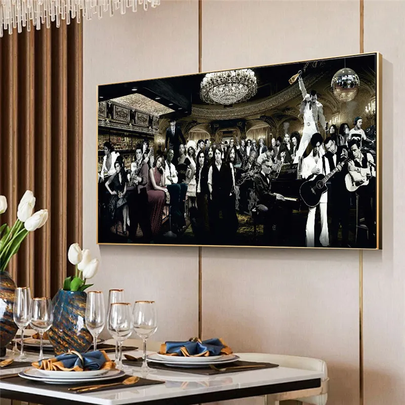 Music Singer Star Gathering Large Living Room Oil Canvas Painting Wall Art Posters and Prints For Bedroom Home Decor Unframed7333309
