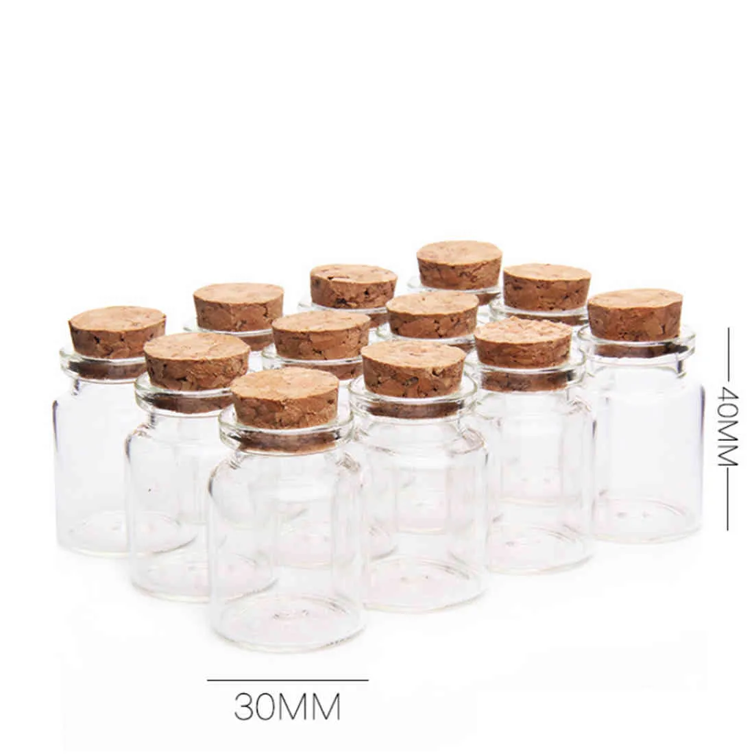 Nouveau / set 30 * 40mm 15ml mini bouteilles en verre bouteille vide échantillon bac de stockage pots avec bouchons en liège - transparent 210330