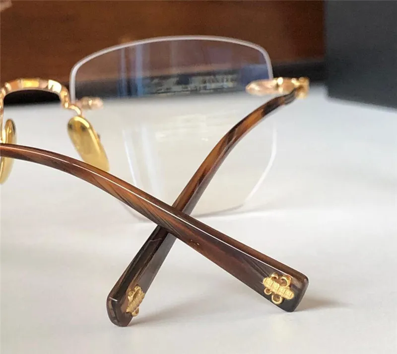 Nouveau design de mode lunettes optiques 8086 cadre carré irrégulier sans monture branches en titane style vintage simple et polyvalent avec le285q