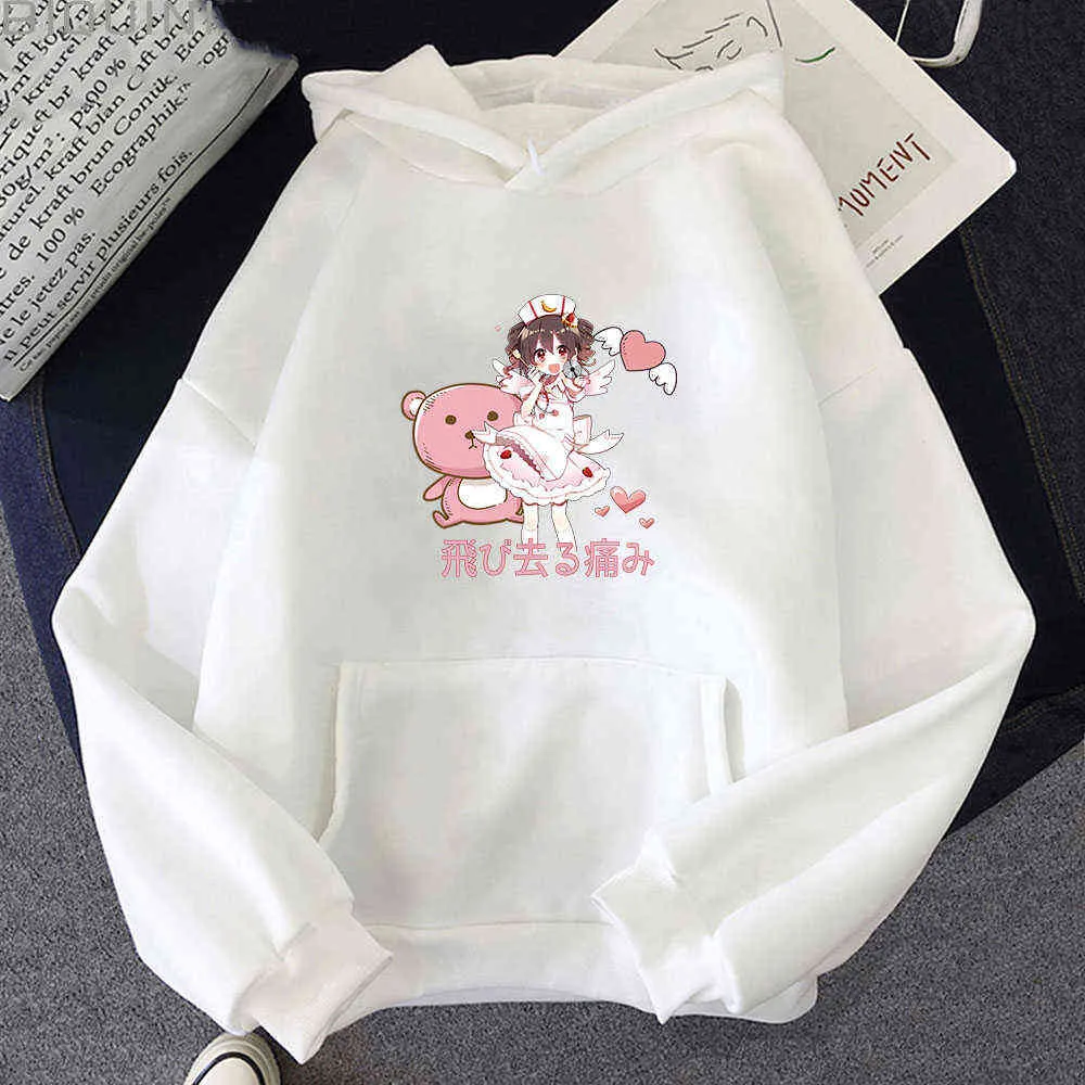 Kawaii Sweat À Capuche Esthétique Surdimensionné Sweat Automne Infirmière Imprimé Streetwear Femmes Harajuku À Manches Longues Mignon Drôle Tops Pull Y0820