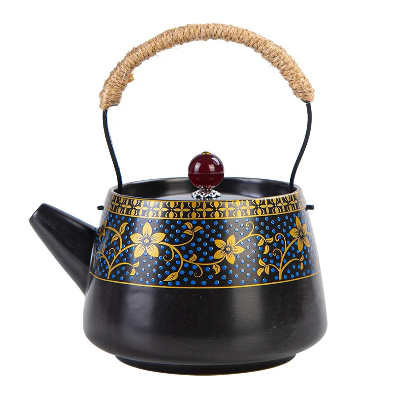 Керамический чайник с балками, большой матовый черный керамический полноцветный чайный сервиз с ворсом цветов кунг-фу, один горшок с фильтром Screen248E