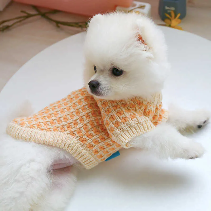 猫犬のセーター冬の犬の服ニットアパレルスモールドッグ衣装の子犬衣装ペット服ヨークシャーポメラニアンコート211007