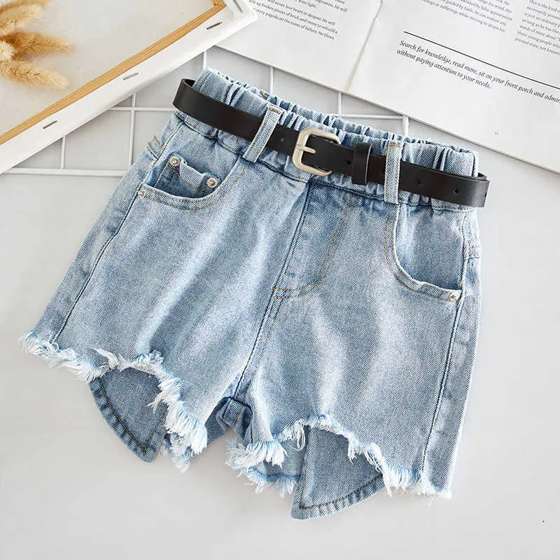 Babyinstar Girls Fashion Denim Shorts Baby Girl Elastic Waist Ripped Children's Casual Clothing Kids 210723