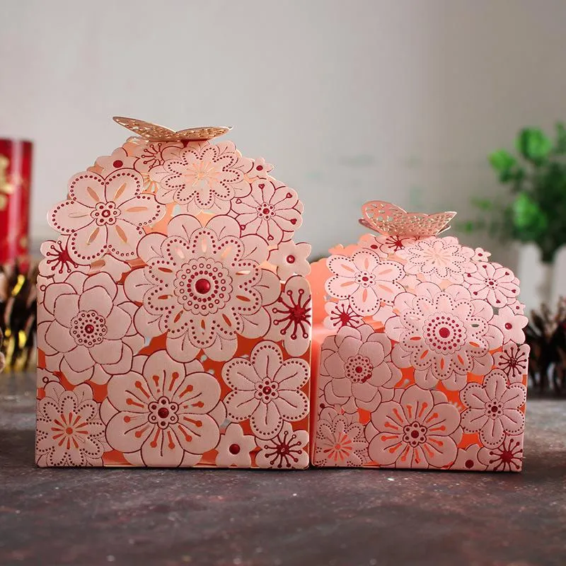 Gift Wrap Golden Hollow Butterfly Candy Bag Box Package Wedding Favor Boxes Thank You Birthday Party Bags2138