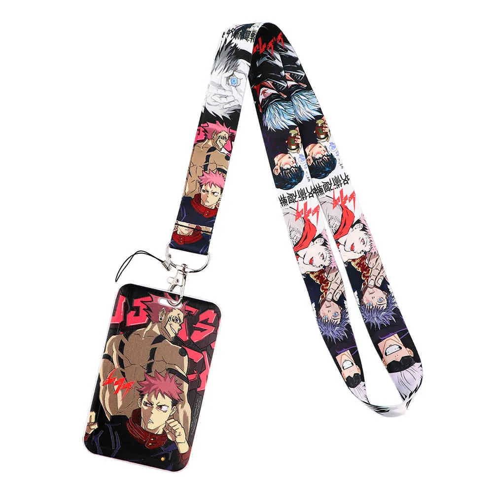 J2507 Anime ID Man Woman Bus Holder Staff Card With Punk Cool Lanyard