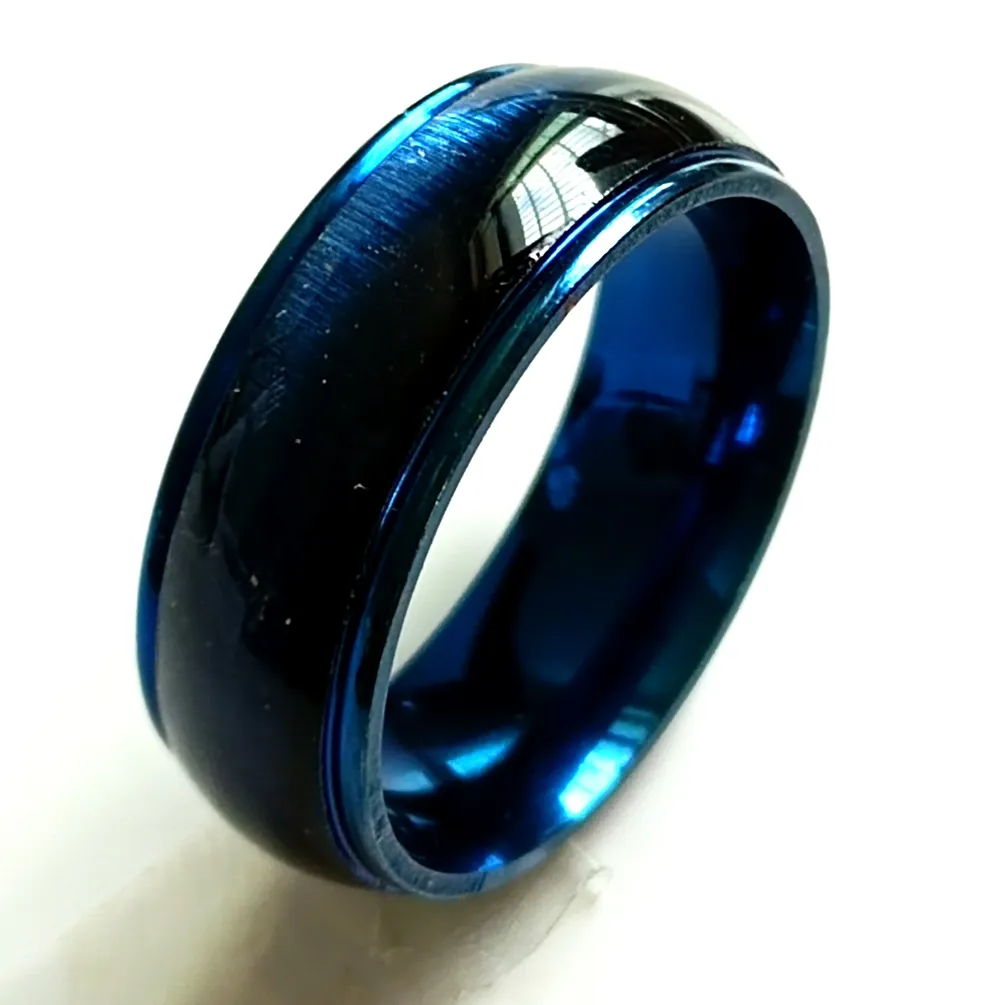 Interi pesante spessa da 8 mm a forma di blu arcobaleno a forma di comfort fit anelli in acciaio inossidabile in acciaio inossidabile maschile Rins classico Jew240V Classic