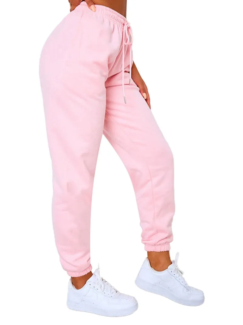 Femmes Harem Pantalon Courir Casual Cordon Haute Taille Solide Vente Pantalon Streetwear Mode Jogger Vêtements 210522