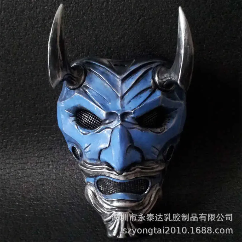Nueva llegada samurai japón prajna malvado demonio látex hannya fiesta máscara de vestuario oni cosplay props3912184