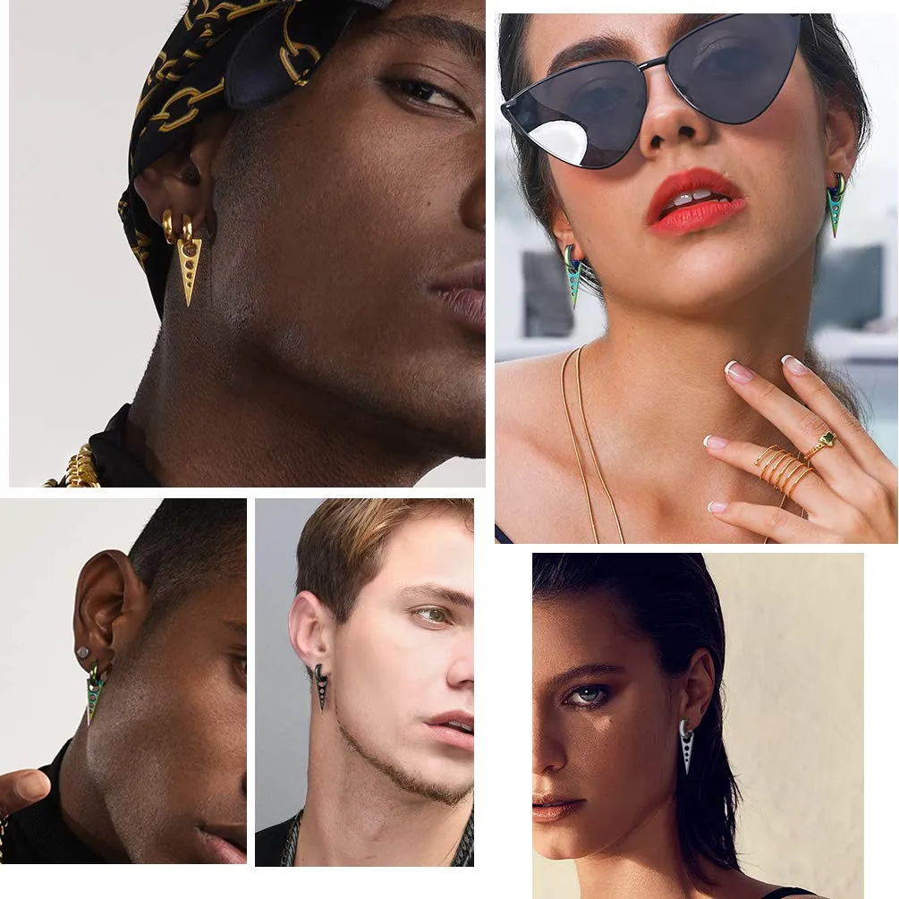 BlackSilverGold Color Punk Style Stainless Steel Spike Hoop Earrings Stud Earrings For Men Women Statement Jewelry6178717