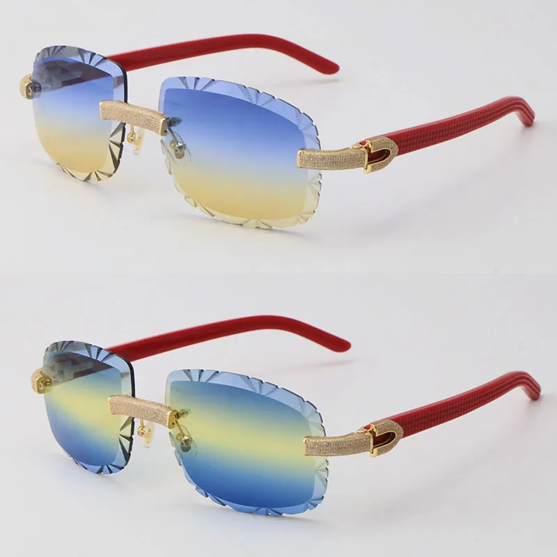 2022 Nouveau Micro-pavé Diamond Set Rimless Aztec Arms Lunettes de soleil Plank Metal Femmes Lunettes de soleil Designer Homme et Femme Cadre 18K G239y