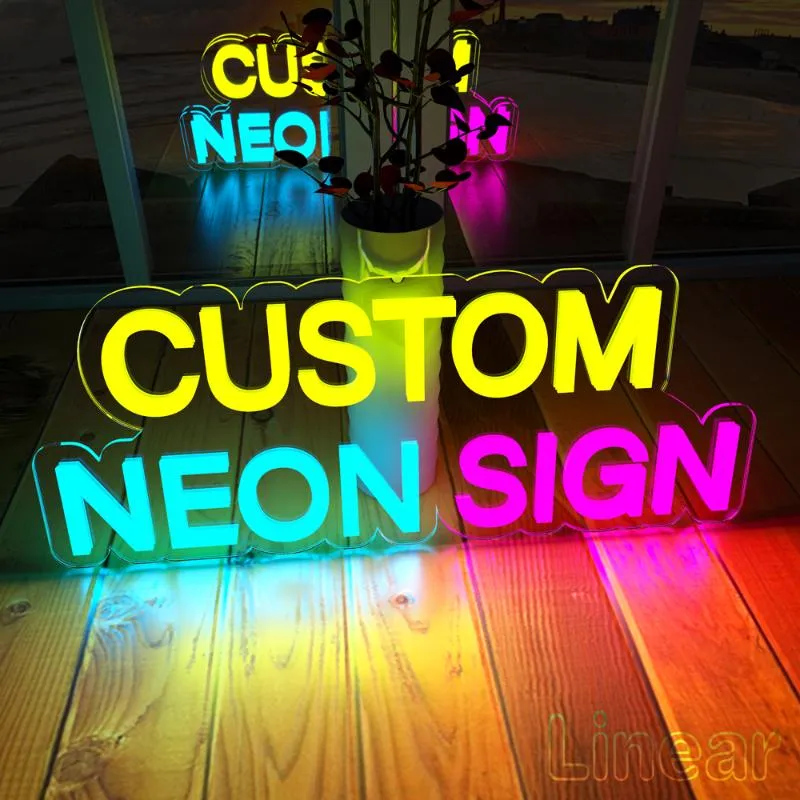 Night Lights Custom Birthday Design Led Neon Sign Party Light Acrylic Past Presen Future Stars Planet Hang Up Screw Wall Decoratio278S