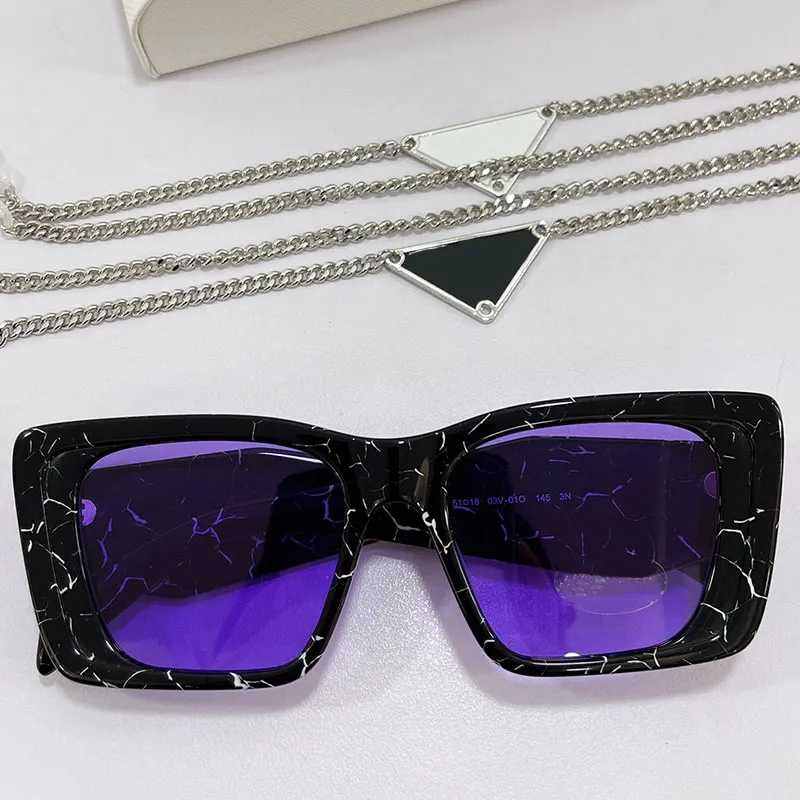 Uomini occhiali da sole PR 08ys Fashion Classic in passerella in passerella rettangolare Framo nero Purple Luxury Trend Travel Vacate Designer Wom284i