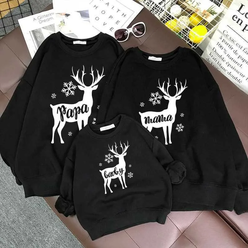 Familie Weihnachtspullover Vater Mutter Tochter Sohn Passende Outfits Look Jahr Kinder Hoodies Kleidung Mama und ich Kleidung 211018