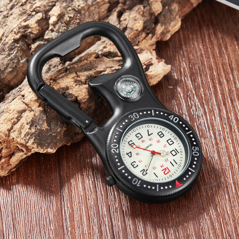Luminous Outdoor Sport Clock ClipOn Carabiner Pocket Watch Nurse Watch Multifunction Bottle Opener for Doctors Chefs6852982