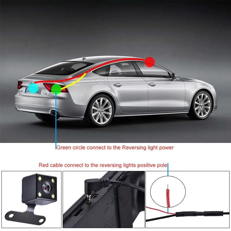 5 Pin Car Rear View Camera Reverse 170 Degree Wide Angle Recording Parking Waterproof Color Image Video Camera