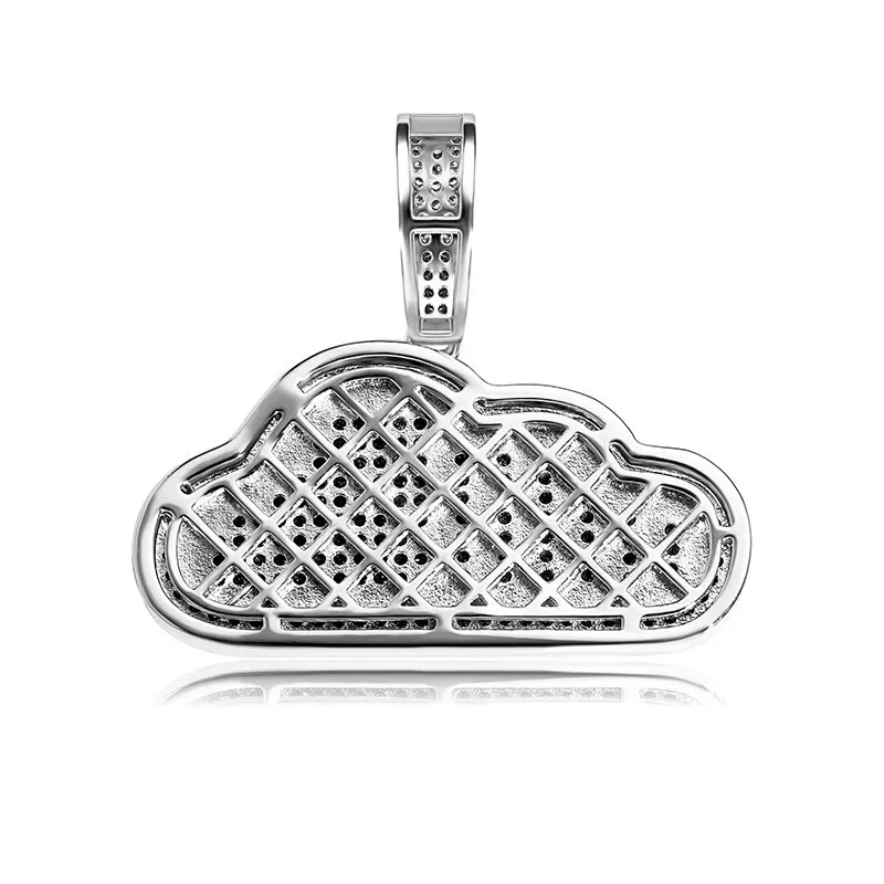 Collier avec pendentif en forme de nuage de Zircon pour hommes, plaqué deux tons, chaîne en corde, bijoux Hip Hop, cadeau 209K