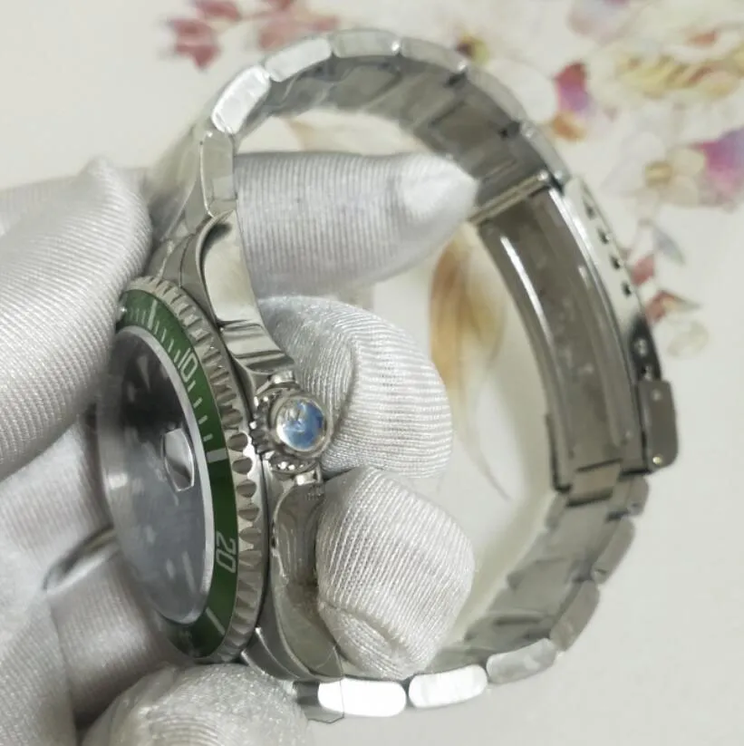 Vintage editie herenhorloges antiek BP Factory heren automatisch horloge heren zwart groen gelegeerd bezel staal datum 50e verjaardag286S