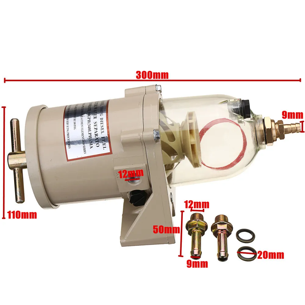 500fg 500fh Turbine Diesel Filtro Racort Separatore di acqua dell'olio di olio combustibile con cartuccia 2010 ppm Tubo di riscaldamento 12V/24 V riscaldatore 2021 2021