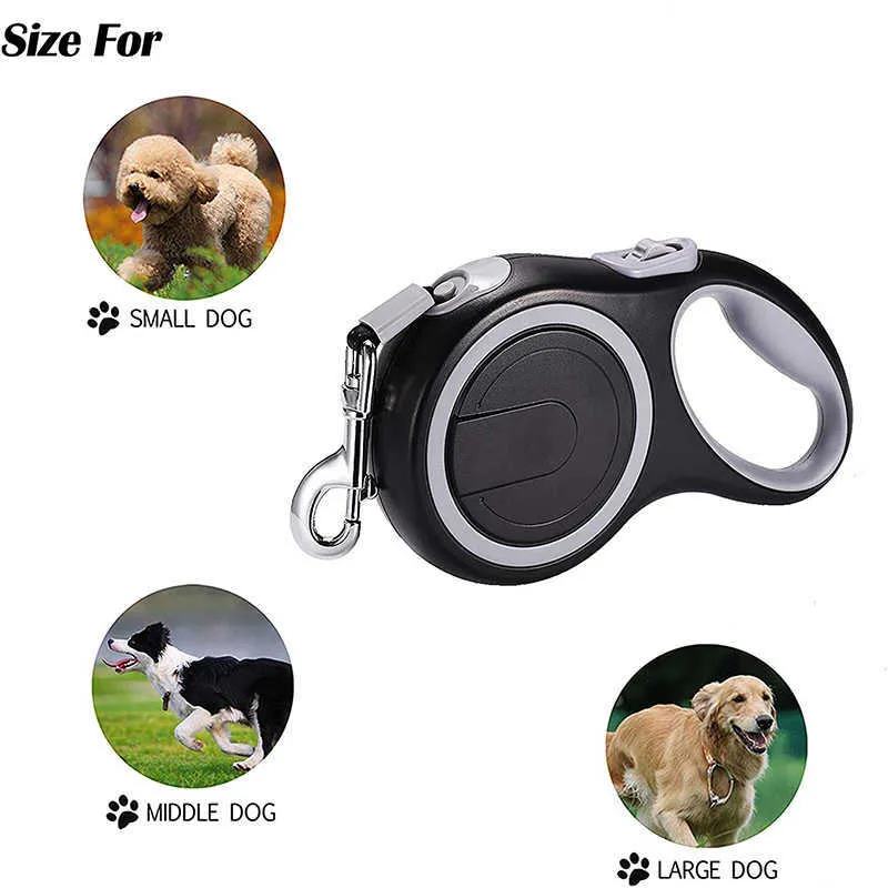 Automatic Extending Rope Long Strong Pet Leash for Large Dogs Durable Nylon Retractable Dog Puppy Walking Running Lead Harnesses 210729