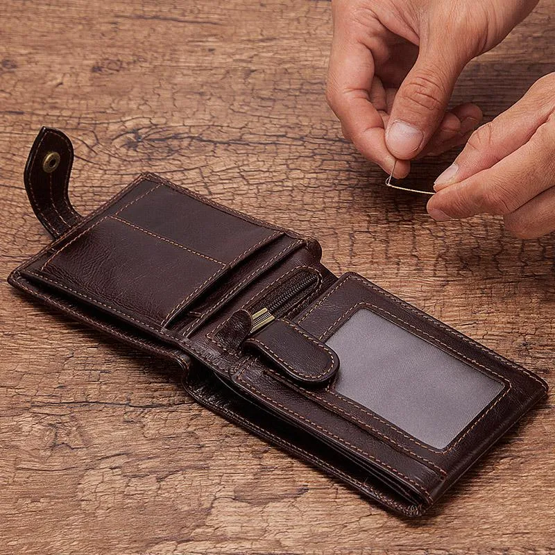 Wallets KAVIS 100% Genuine Leather Wallet Men Male Coin Purse Portomonee Clamp For Money Short Pocket Card Holder Hasp Quality But251D