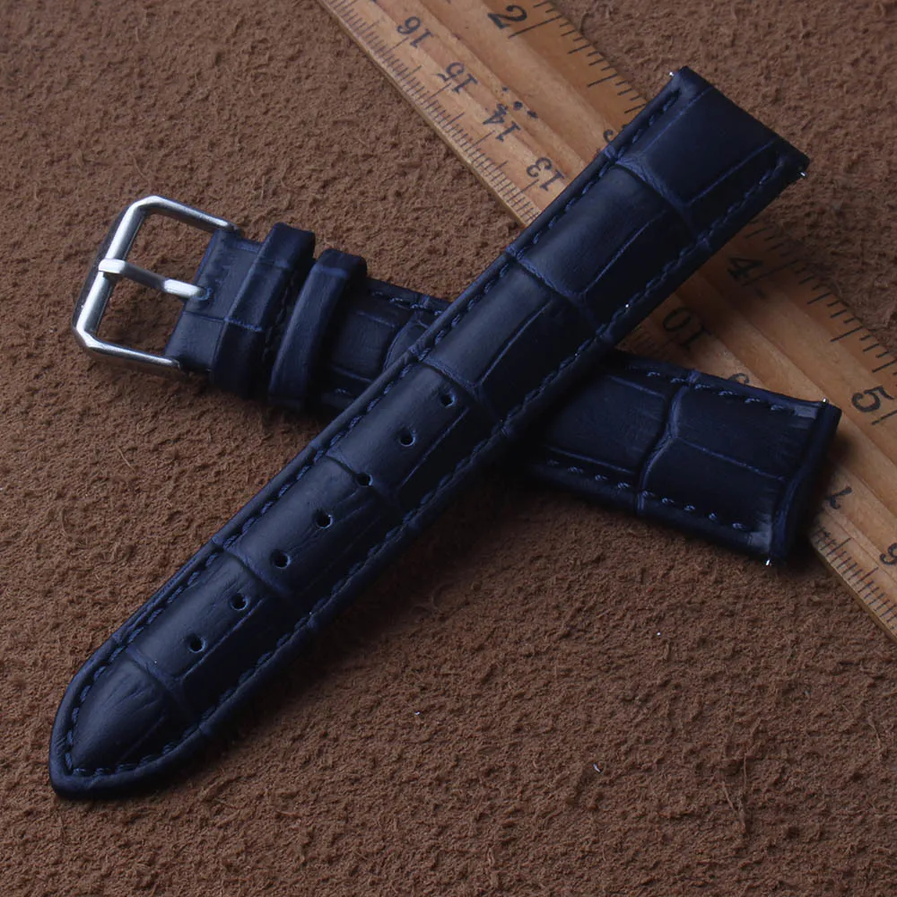 Bracelets de montre bleu foncé 14mm 15mm 16mm 17mm 18mm 19mm 20mm 21mm 22mm 23mm 24mm, accessoires de montre de qualité pour hommes et femmes