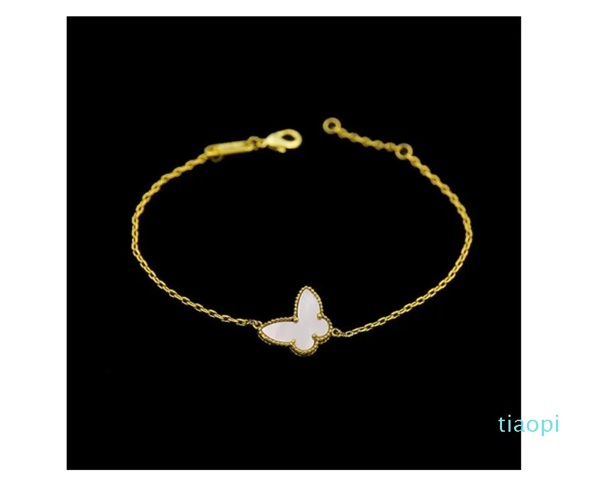 18k Gold Fashion Classic Sweet 4 Four Follover Clover Butterfly Bracciale Orecchini Collana Set di gioielli S925 Van Silver Womengirls Wedd 296O