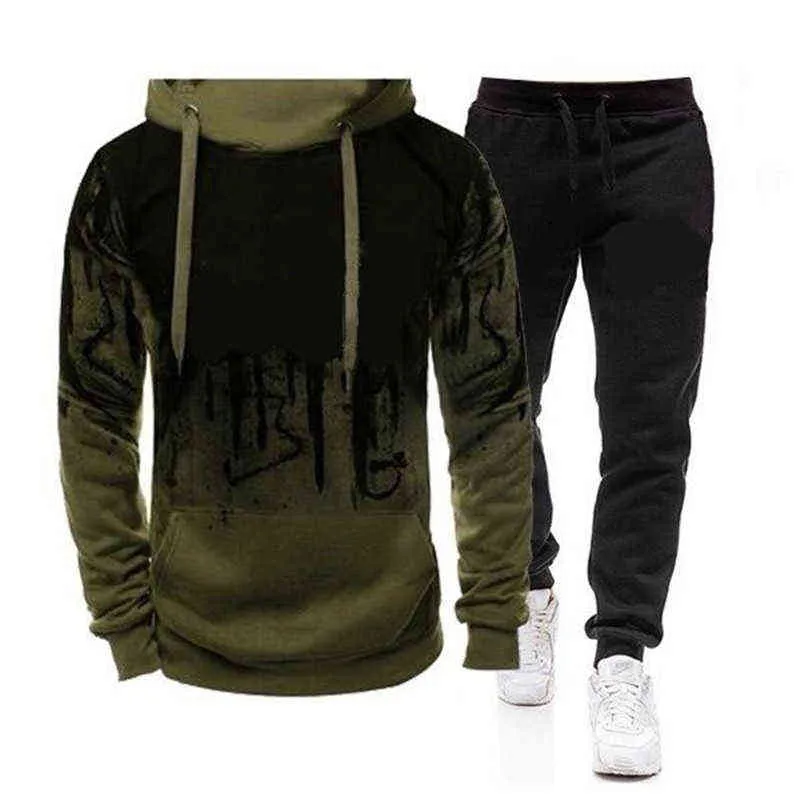 Conjunto de suéter con capucha para hombre de primavera Sudadera con capucha de 2 piezas + Pantalones Jersey Conjunto de ropa deportiva con capucha Ropa informal para hombre Talla M-3XL G1217