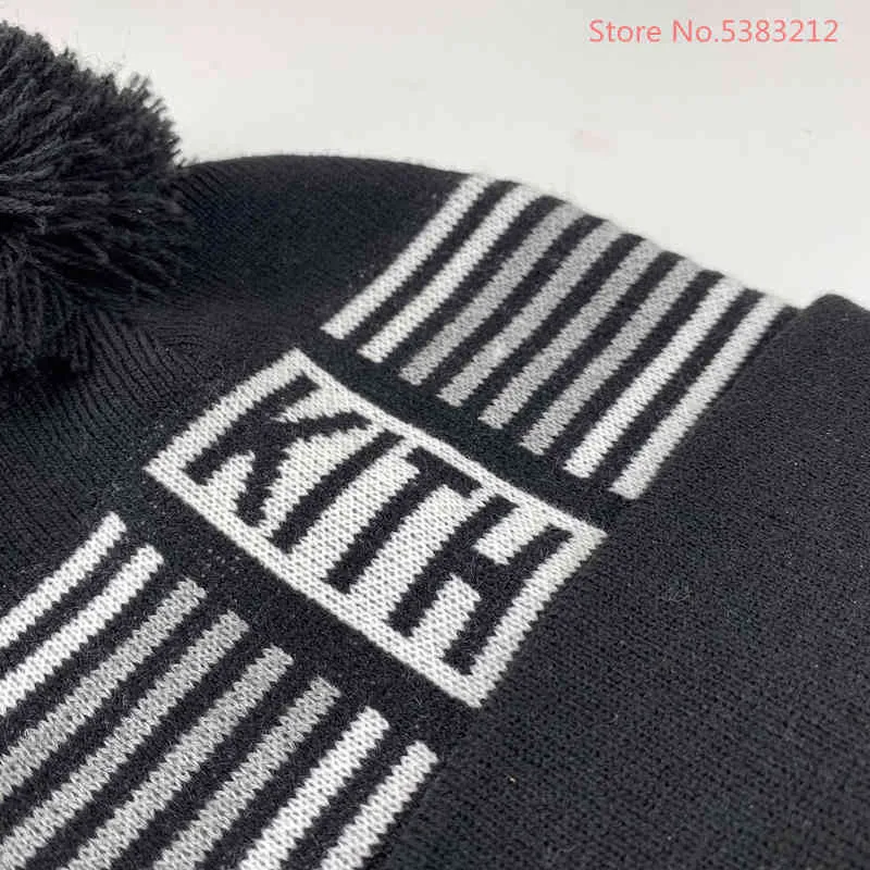 Kith listrado beanie inverno chapéus para as mulheres homens BRIGL Ice Cap Hip Hop Senhoras Crânios de Inverno Outdoyorytis {Categoria}