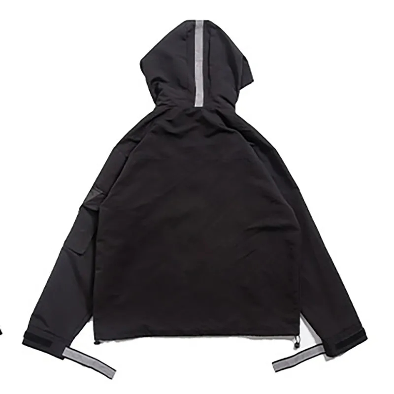 Spring Streetwear Fashion Techwear Black Trendy Hooded Men Zip Up Jacket Coat 220301