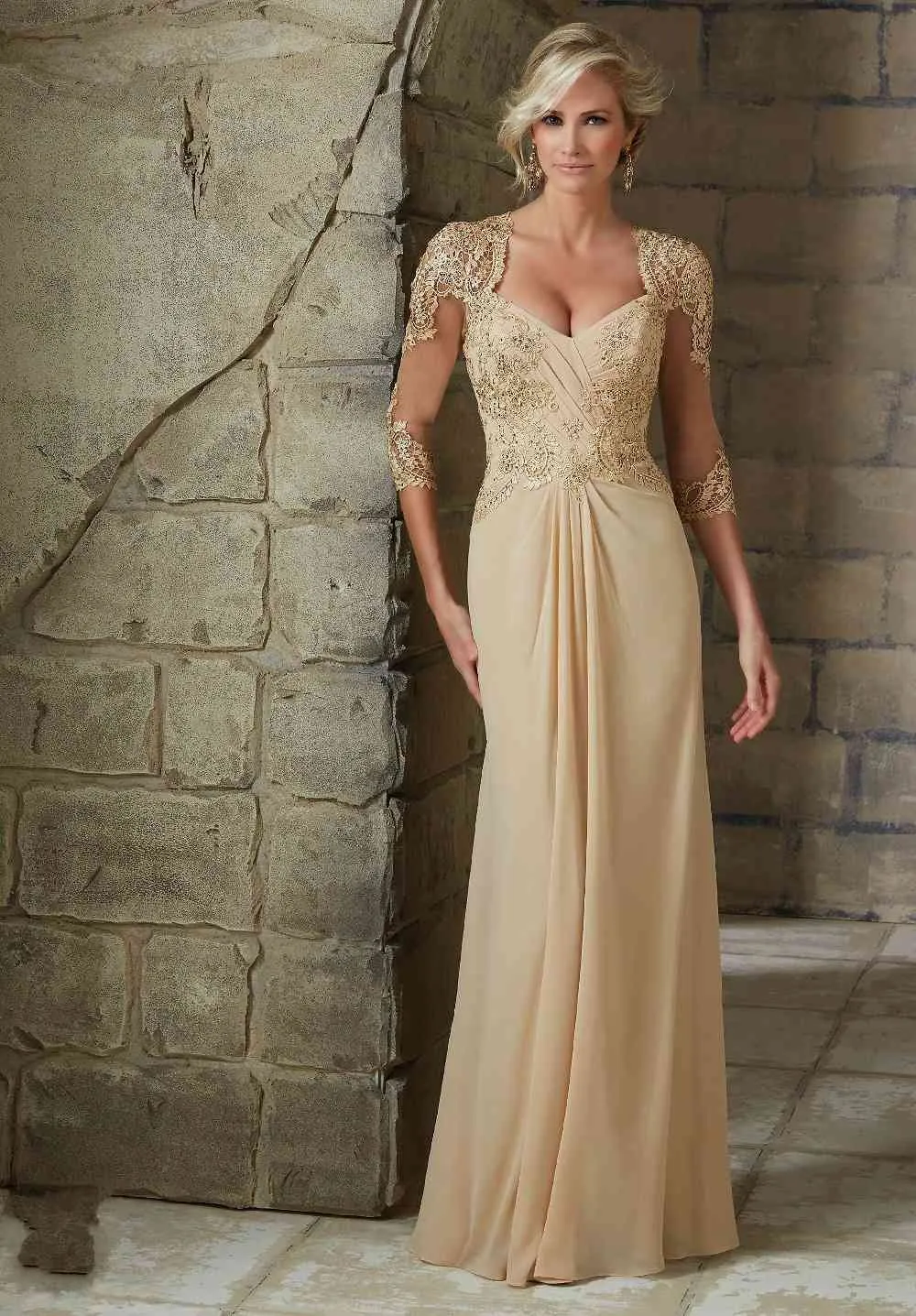 Sirène en dentelle en mousseline de mousseline de robes de mariée à demi-coquille Appliques perles robes de soirée 2020 plus de taille de mariage mère de robe3413786