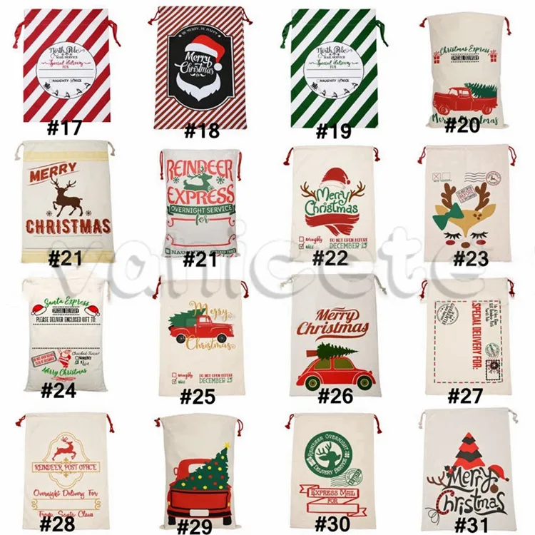 عيد الميلاد زينة أكياس هدية عيد القطن قماش حقيبة 39 أنماط سانتا كيس الرباط bagzc