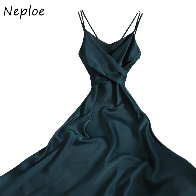 NELLOE V шеи открыты обратно сексуальное платье женщин высокая талия бедро линия длинные стройные достопримечательности летний праздник роминг многоцветный 210510