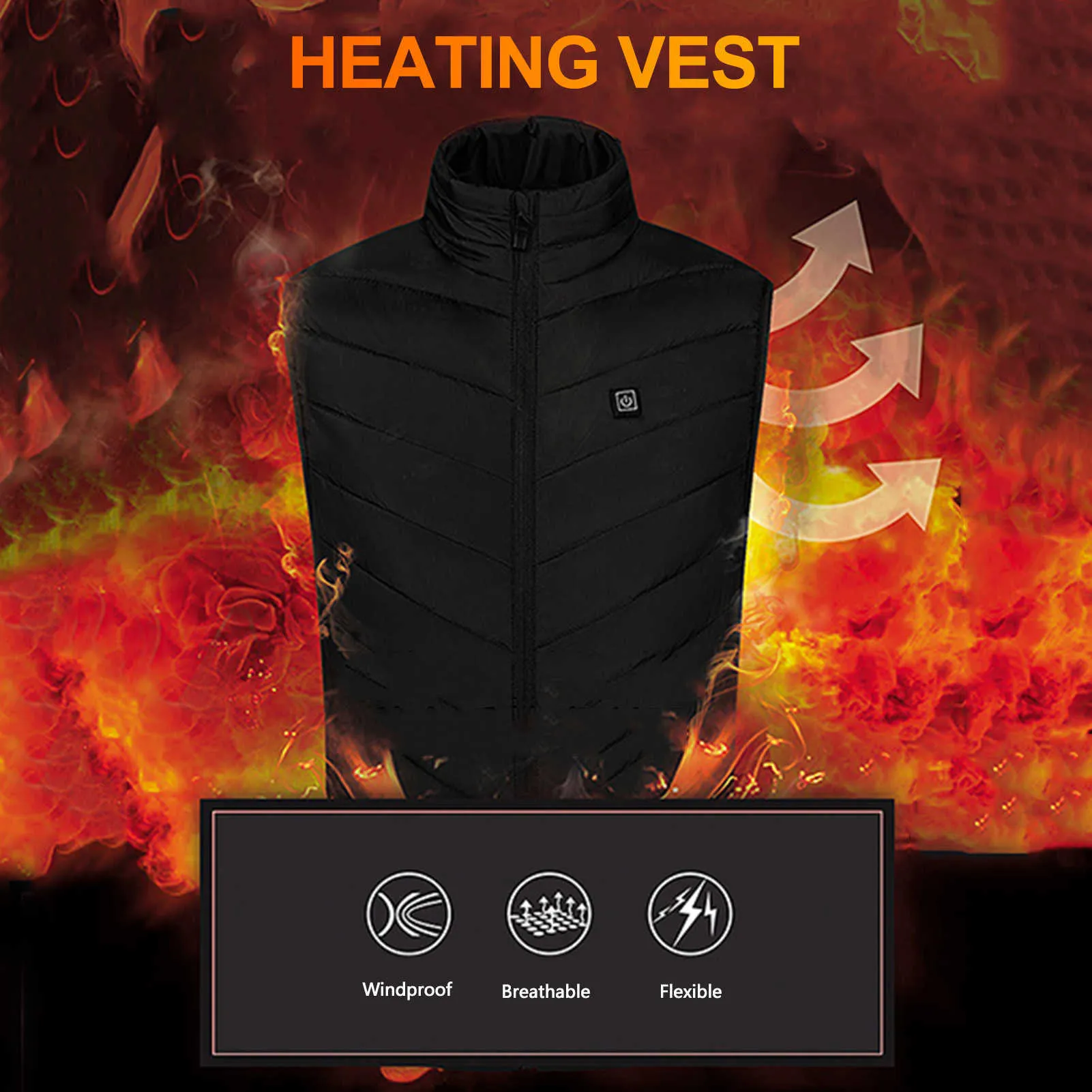 Gilet riscaldante esterni Cappotto riscaldato con carica USB Abbigliamento elettrico in fibra di carbonio donna e uomo termico 210923