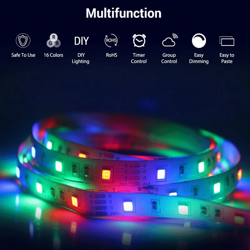 5V USB LED Strip Light 1M 2M 3M 4M 5M Warm White RGB 2835 TV Background Lighting Decoracion Fairy Lights 3 Key Control291p