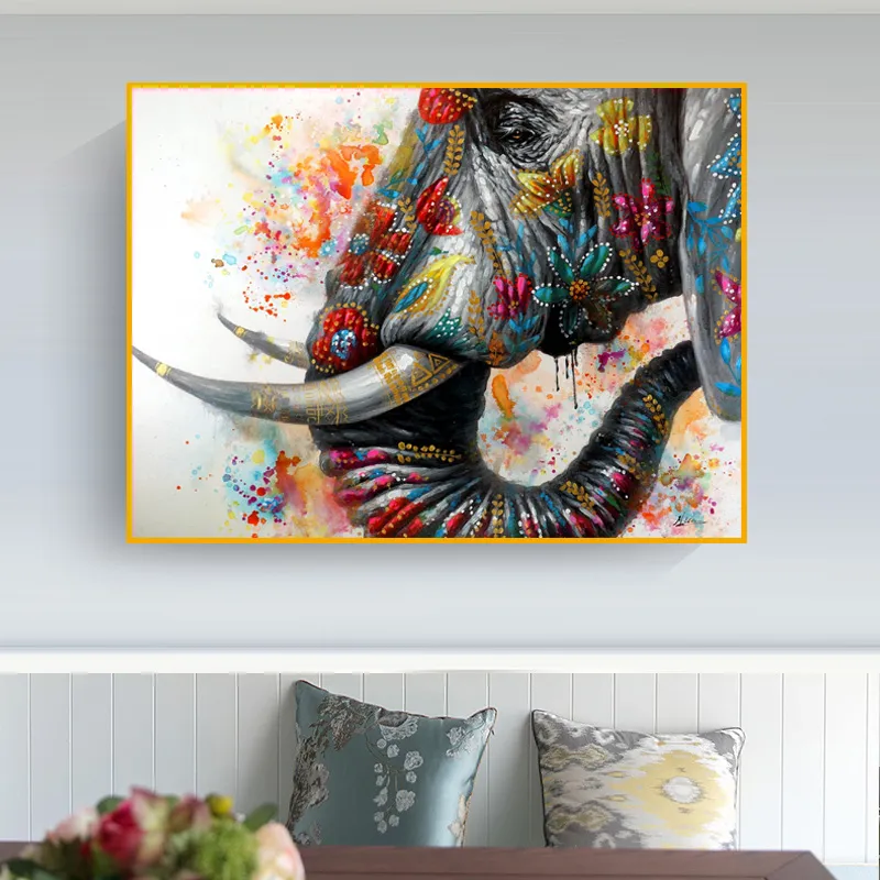 Colorful Elephant Pictures Canvas Painting Animal Posters and Prints Wall Art for living room Modern Home Decoration7201377