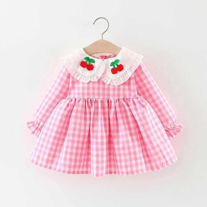 2021 New Baby Girl Dress Kids Lattice Pattern Dress Birthday Party Dress Toddler Primavera Autunno Abbigliamento super carino 0 1 2 3 anni Q0716