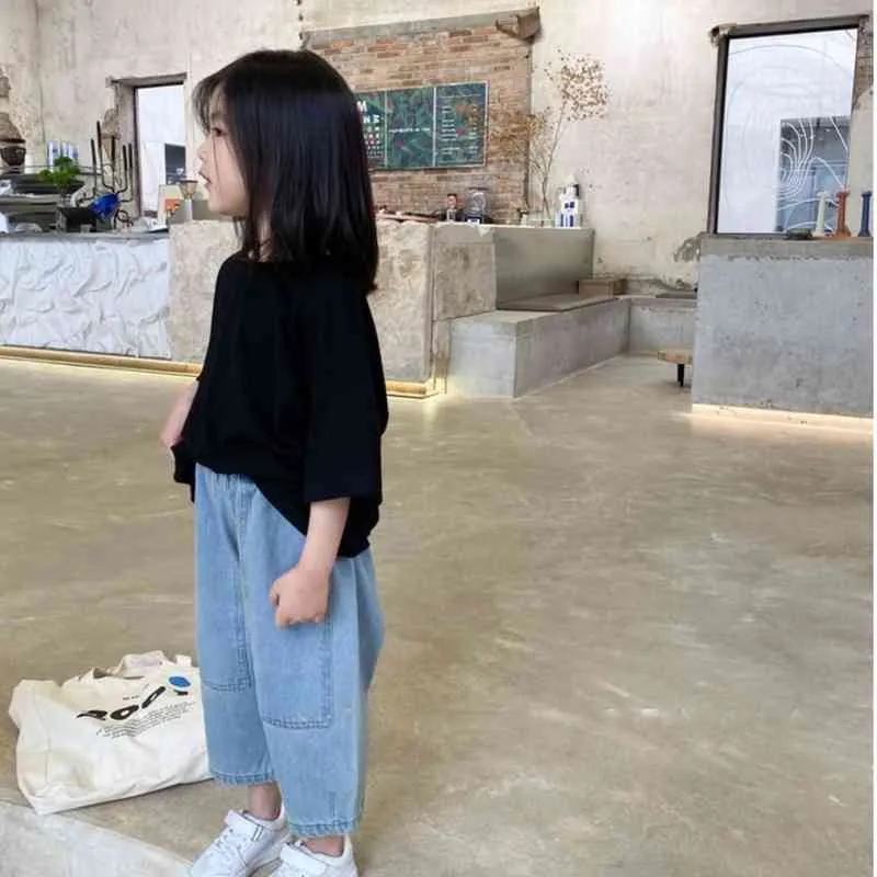 Kids Jeans Summer Girls Denim Wide Leg Pants Baby Loose Style Pants Toddler Trousers Thin Soft Ankle Length6206 2105107046439