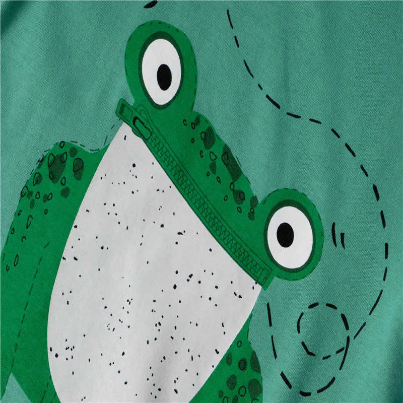 Saut mètres animaux grenouille imprimer mignon coton bébé t-shirts garçons filles haut pour automne printemps enfants à manches longues 210529